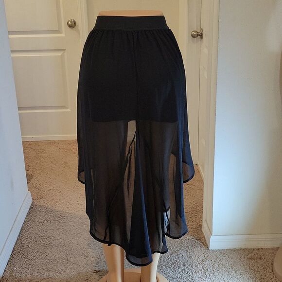 NO BOUNDARIES DOUBLE LAYER IRREGULAR HIGH LOW ELASTIC WAISTBAND CHIFFON SKIRT - Picture 9 of 16